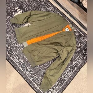 Old Navy Men's Green Bomber Jacket with Orange Lining